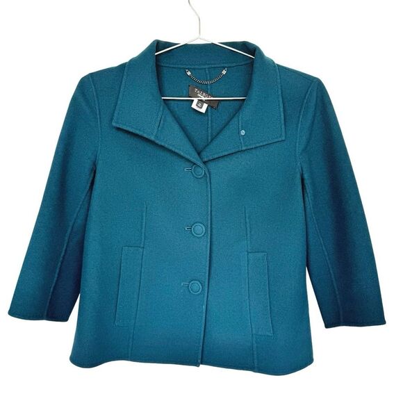 Talbots • Teal Wool Jacket Coat Blazer • Size 2 Petite • 3/4 Sleeve - Picture 2 of 13